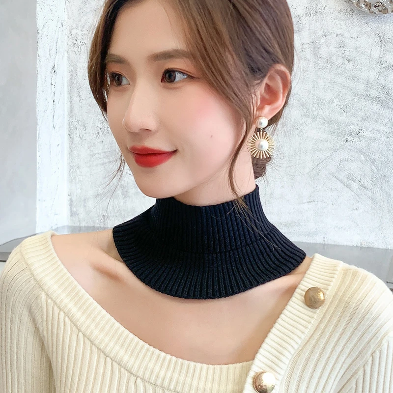 羊毛脖套女针织弹力高领护颈椎护脖子保暖遮挡围脖假领子发带头巾