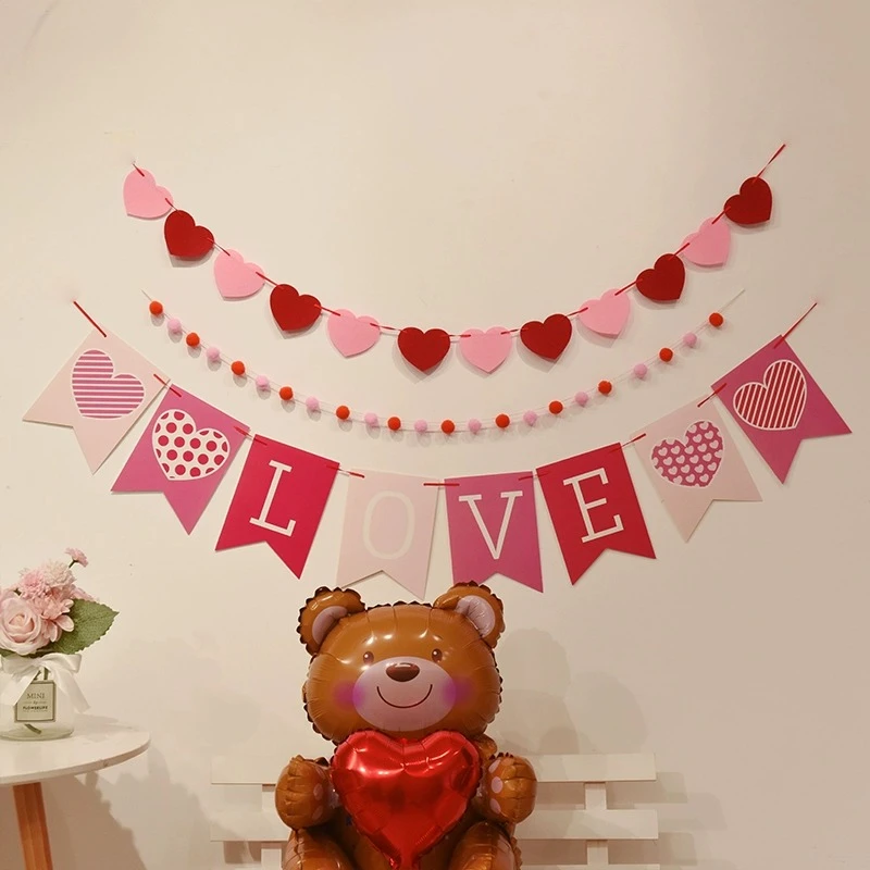 表白求婚结婚婚房纪念日装饰拉旗拉花店铺活动氛围背景场景装饰