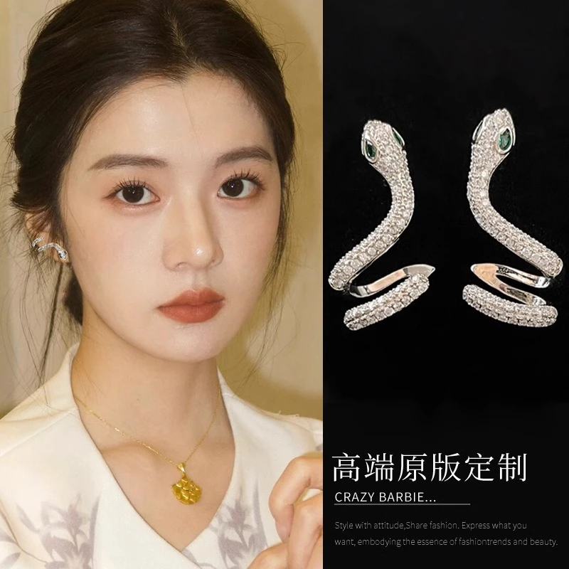 铜合金耳饰 2025年新款蛇形耳环过年本命年耳饰女小众设计感耳钉