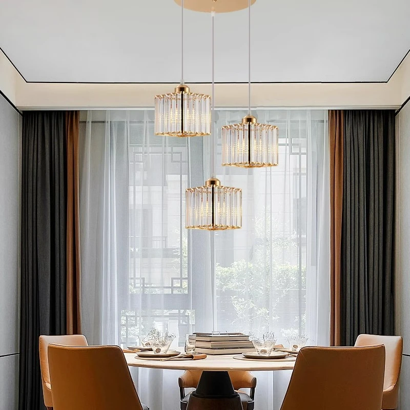 水晶餐厅吊灯圆形三头饭厅现代简约轻奢创意客厅餐桌小吊灯餐吊灯