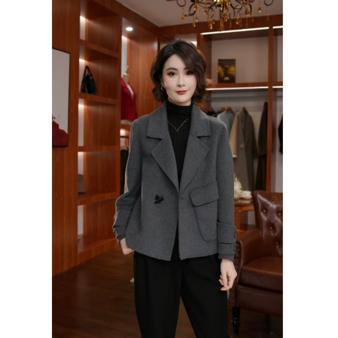 2025新款双面羊毛大衣气质韩版宽松百搭外套女高端670