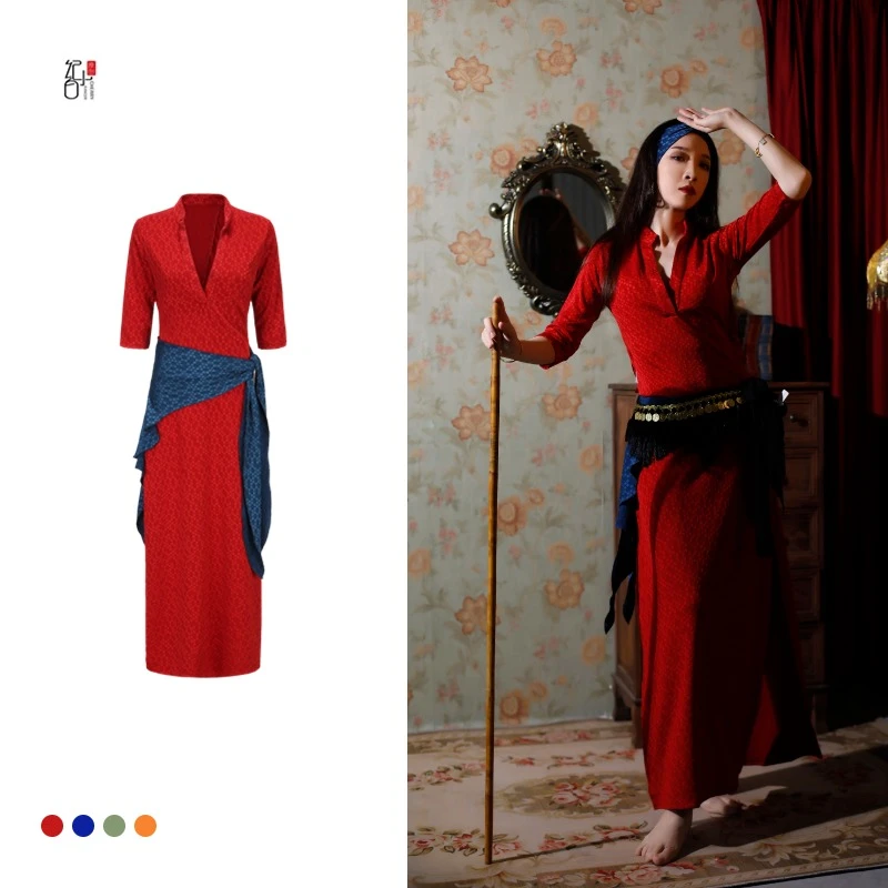 纪小白【尼罗河】东方舞轻奢民俗袍子臀巾肚皮舞东方舞练功瑜伽服