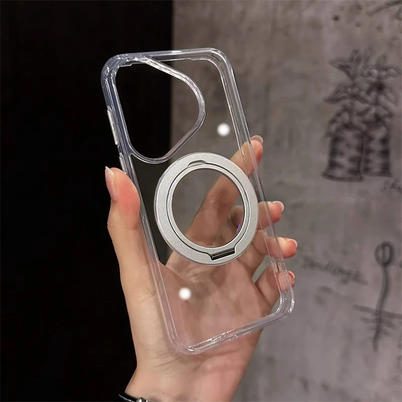 适用华为pura70手机壳70pro+加厚镜头全包透明支点360°旋转磁吸套
