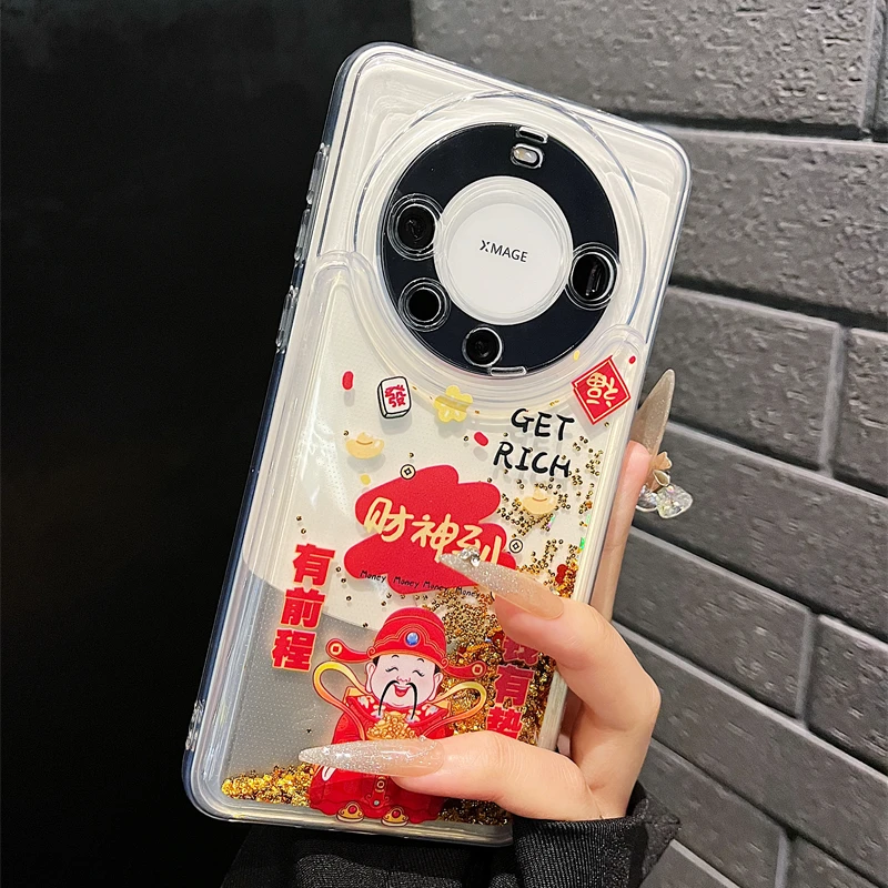 流沙适用华为mate60ins手机壳p60秋冬苹果15新款透明nova11荣耀90