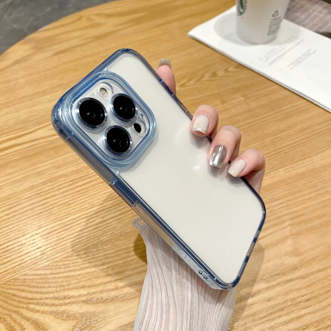 冰晶透明新款防摔适用iPhone15/14/13/12promax/全包蓝猩透明壳