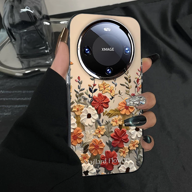 五彩雏菊花簇适用华为mate60pro+手机壳女小众创意防摔全包保护套