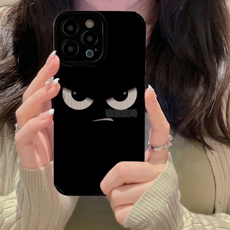 适用苹果iPhone15ProMax小众简约暗黑表情创意全包防摔个性手机壳