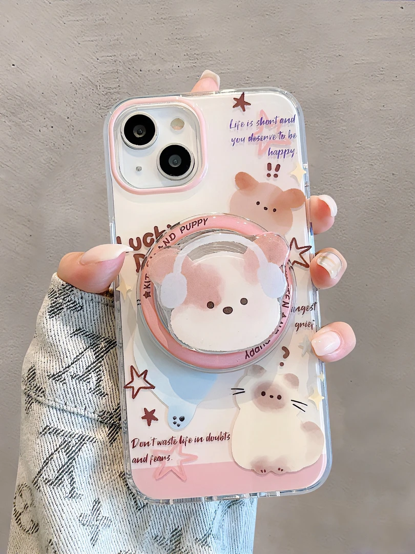 适用苹果17promax小狗磁吸支架卡通趣味小熊网红女款无线充手机套