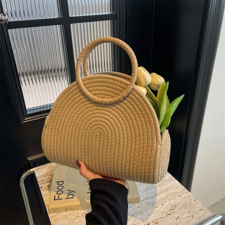 时尚百搭编织手提小包包女2024潮新款流行海边编织包大容量斜挎包