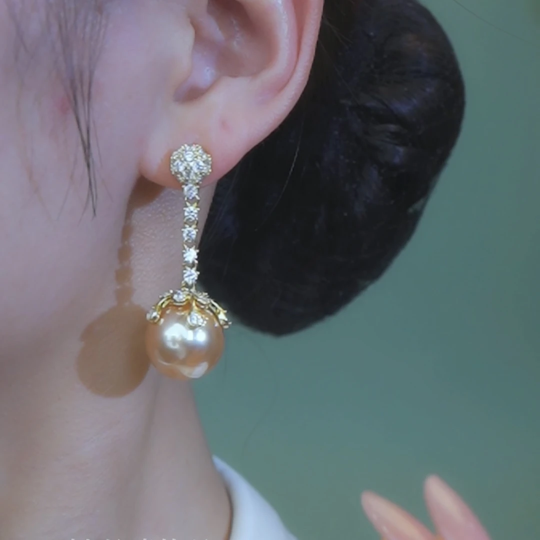 铜合金耳饰 气质珠珠长款流苏耳饰耳环