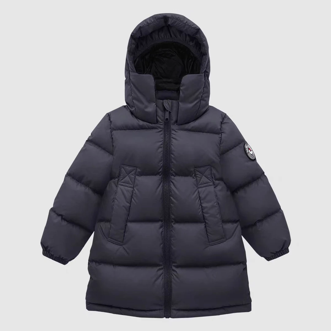2025年儿童装亲姆鹅宝宝中长款护脸加厚防寒外套防风保暖童装冬装