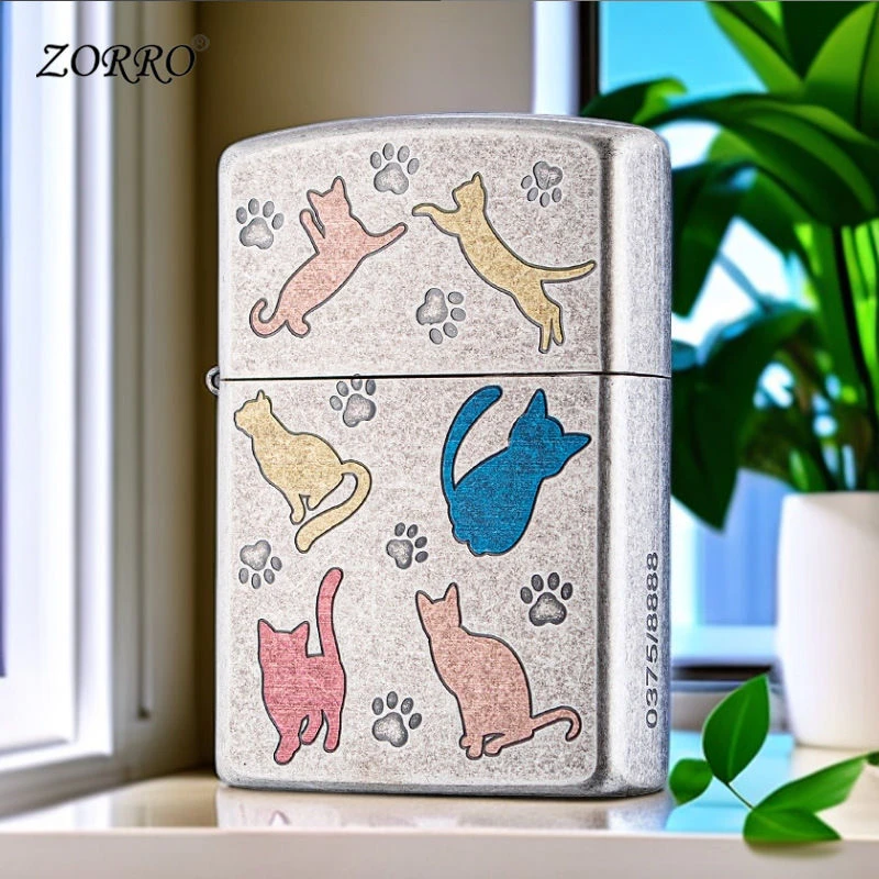 ZORRO/佐罗煤油打火机古银可爱小猫咪限量版创意高颜值情人节礼物