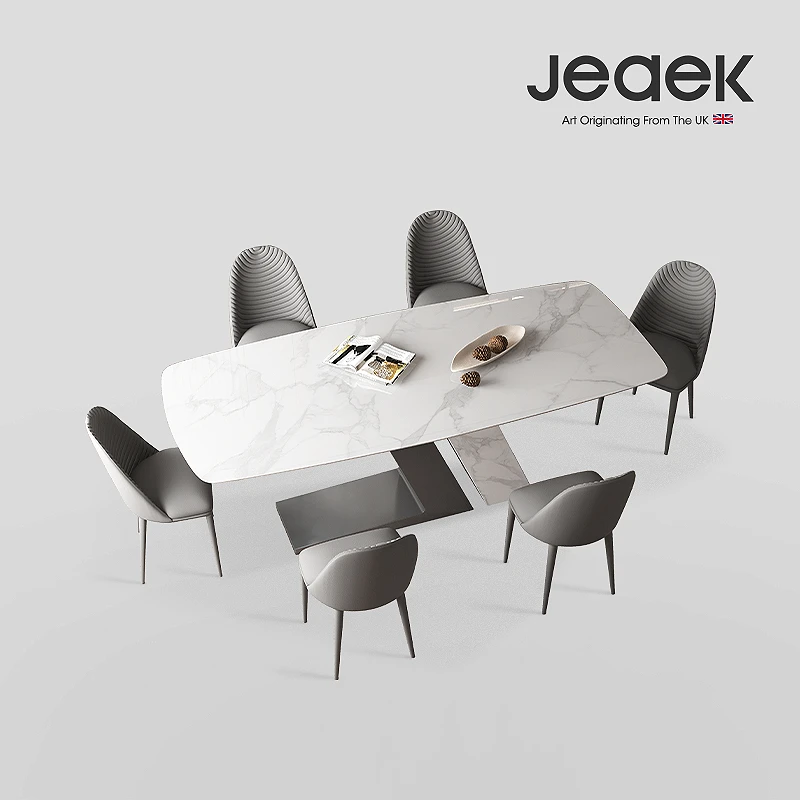 JEAEK岩板餐桌现代高端极简长方形餐桌椅组合现代家用别墅桌子