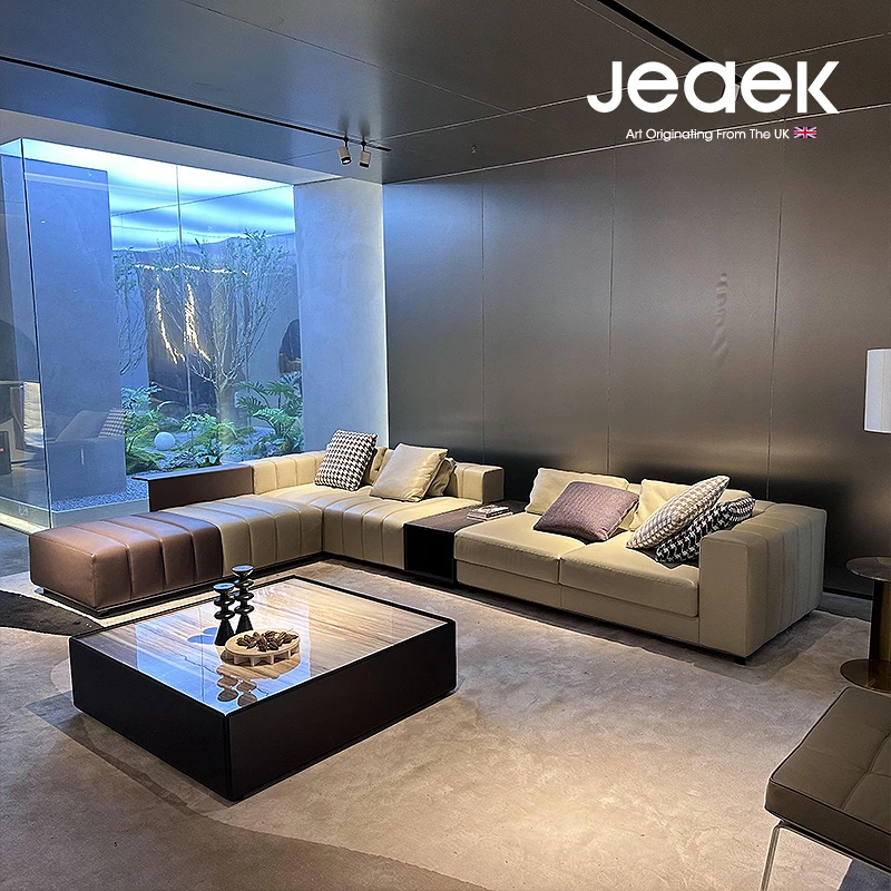 〖Jeaek高定 钢琴键沙发〗现代极简真皮沙发设计师别墅大平层客厅