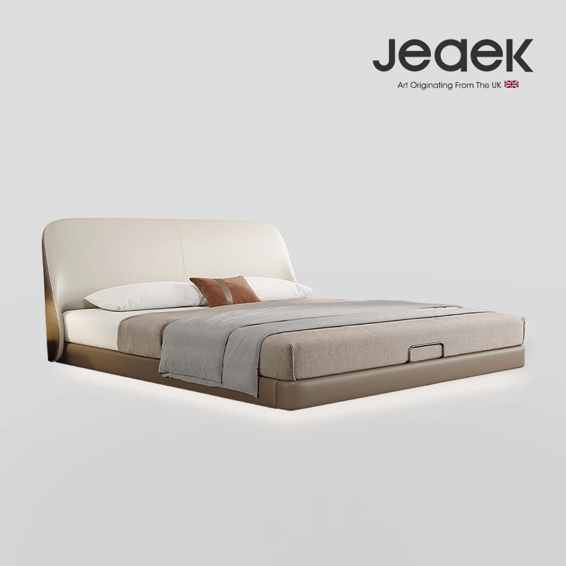 【凯莉床悬浮款】意式极简双人床主卧1米8软包床简约真皮大床婚床