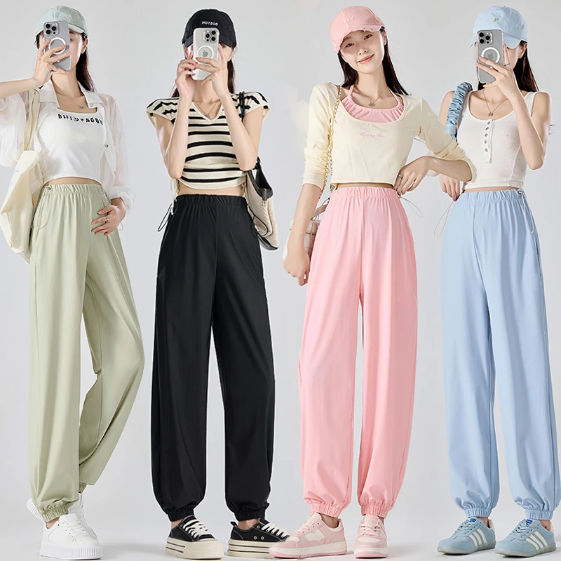 夏季小个子孕妇速干哈伦裤显瘦时尚洋气高弹孕妇休闲九分裤灯笼裤