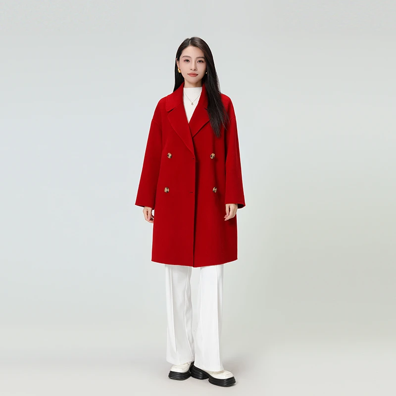 双面呢大衣气质时尚长款欧韩女士88168