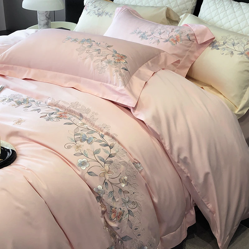 高档轻奢高支密工艺款重工刺绣澳棉绣花四件套-清风明月