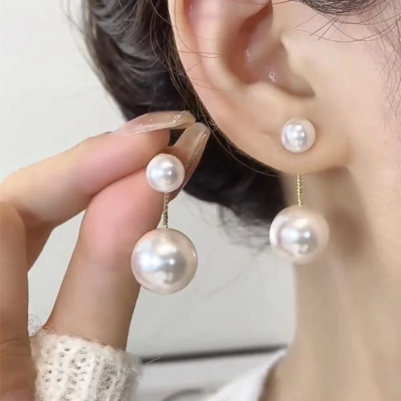 925银耳饰 针仿珍珠流苏耳环小众设计高级感一款两戴耳钉气质显脸