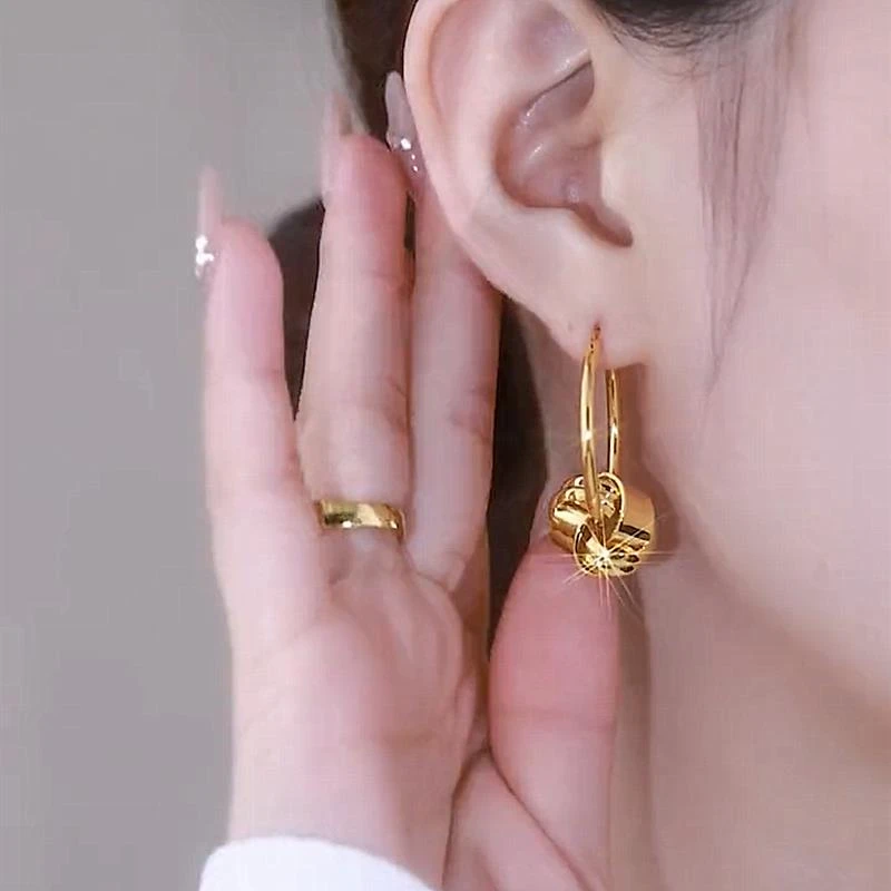 925银耳饰金色耳环女个性简约小众设计高级感不规则圆耳圈冷淡风