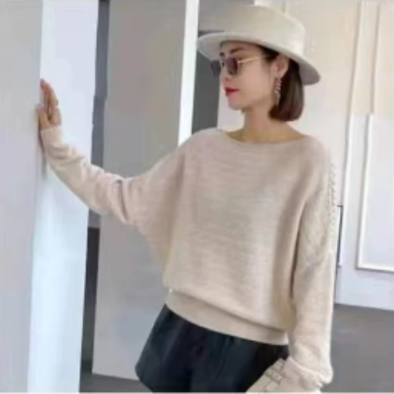 毛衣秋冬新款宽松圆领独特上衣减龄针织衫（粉红 黄色 米白）YN9102