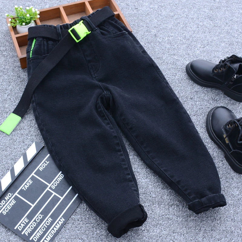 男童裤子秋冬装2023新款中大童加绒加厚牛仔裤儿童老爹裤男孩长裤