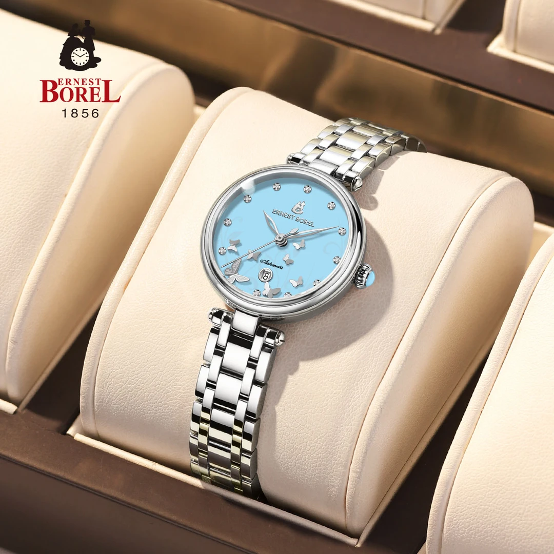 瑞士Ernest Borel依波路蝴蝶花系列钢带款高档腕表