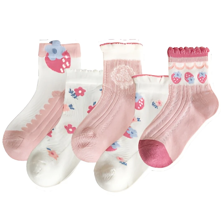 女童袜子春夏超薄款网眼袜中筒袜花边公主袜女孩韩版透气袜C22031