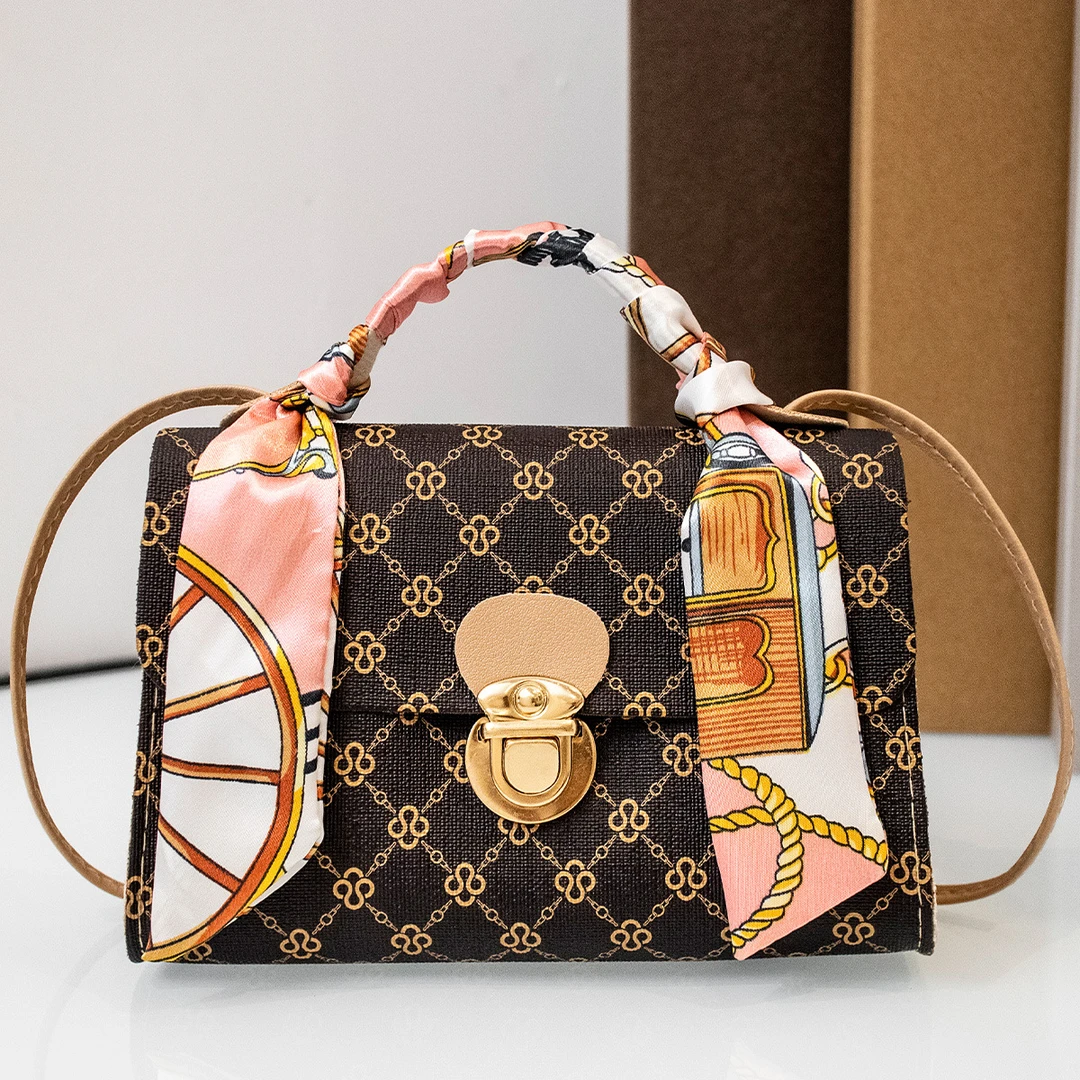 2022ladies handbag清新甜美斜跨包夏季包包女包花料小方包