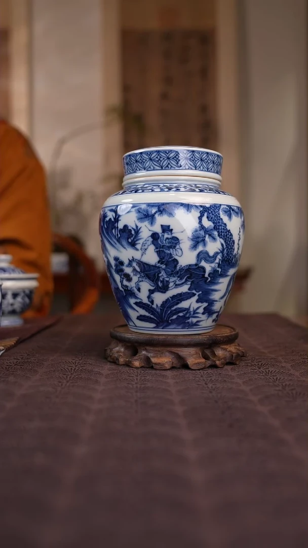 【闪购商品】瓷 元黛工坊 追韩信茶叶罐