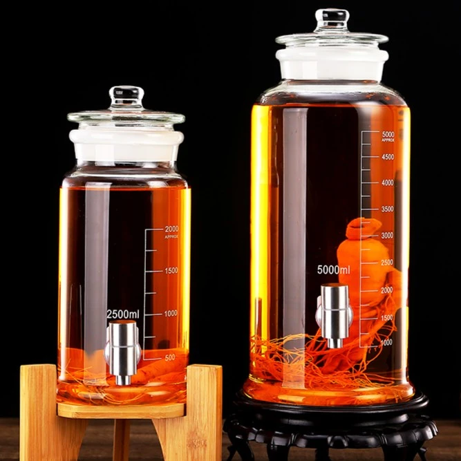 耐高温高硼硅加厚磨砂泡酒玻璃瓶高档密封酿酒罐家用自酿酒壶无铅