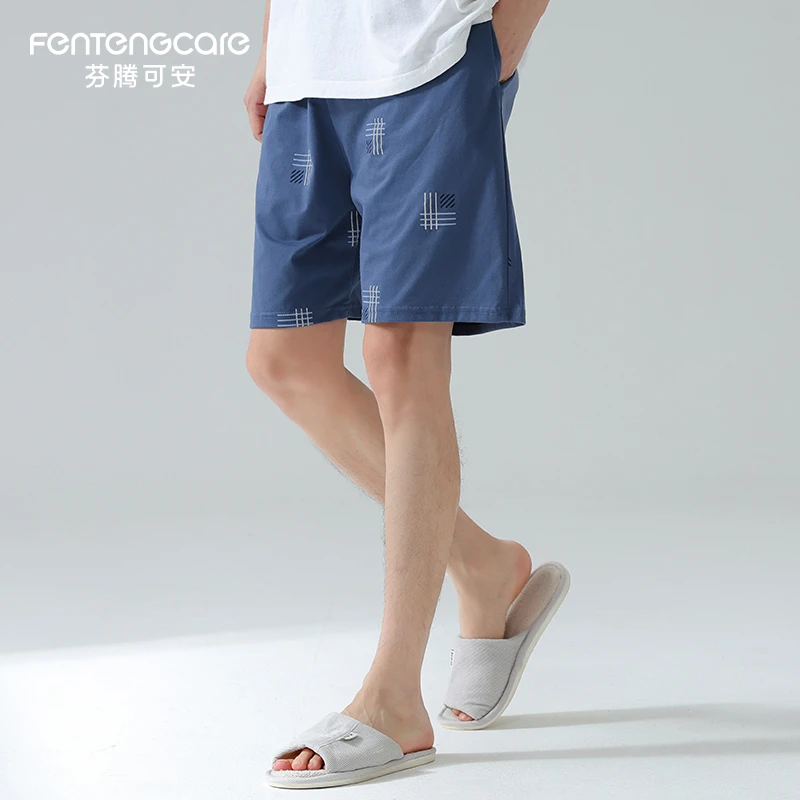 芬腾可安睡裤男士夏季薄款纯棉短裤简约宽松家居裤衩可外穿加大码