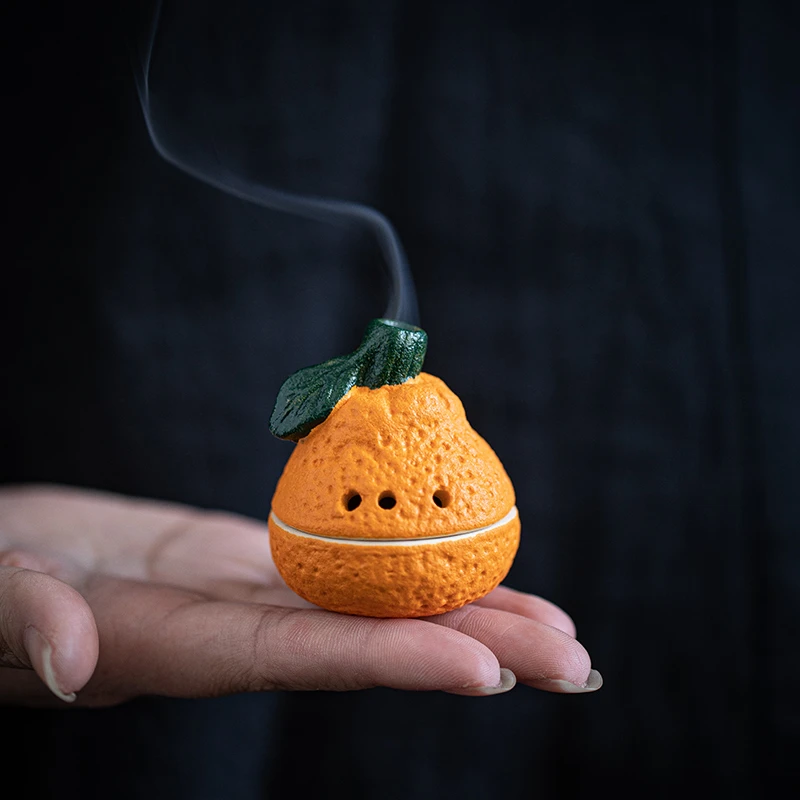 陶瓷迷你丑橘盘香炉大吉大利家用室内檀沉小号香炉禅意茶室香薰炉