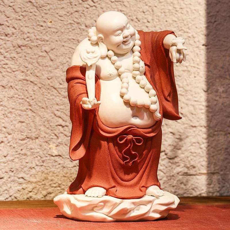 中式陶瓷笑佛大肚弥勒佛瓷器摆件家用高档客厅玄关开业礼品送礼