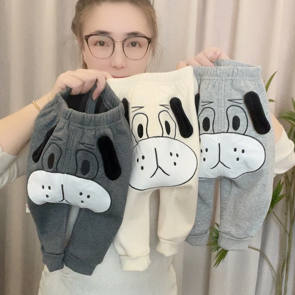 宝宝保暖裤子加绒小沙皮狗屁屁裤婴儿童裤加绒裤