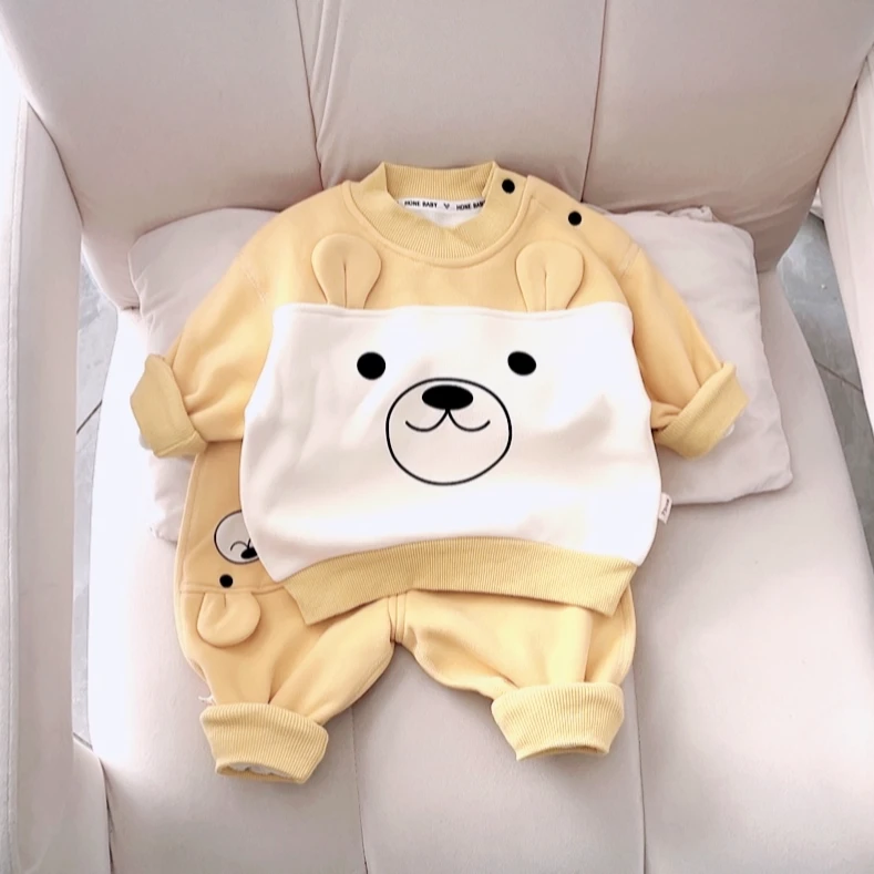 宝宝加绒卫衣卫裤运动套装儿童套头婴幼儿加绒保暖内衣套装