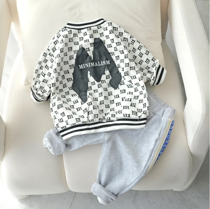 【断码清仓】2025春装字母棒球服套装简约满印春秋洋气韩版两件套