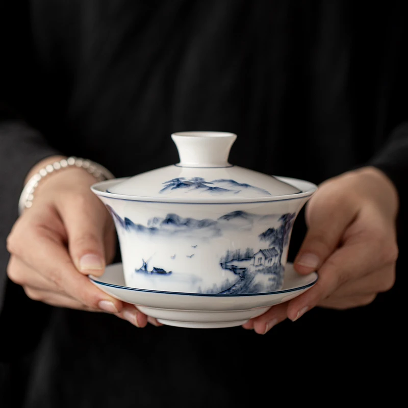 八宝茶特大号三才盖碗茶杯悬停宁夏兰州银川三泡台家用陶瓷大茶碗
