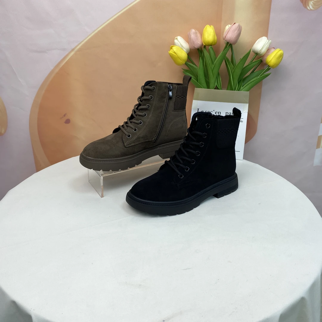 D1976新款秋冬复古加绒韩版百搭侧拉链马丁靴F