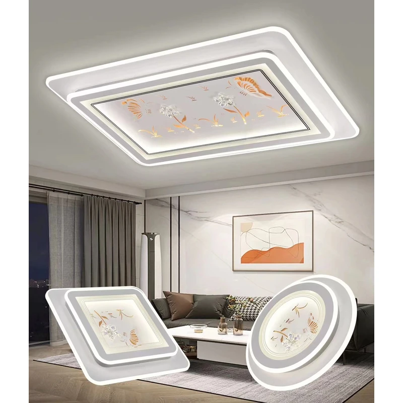 2025年新款玻璃主卧室吸顶灯简约大气房间灯具智能语音LED吸顶灯