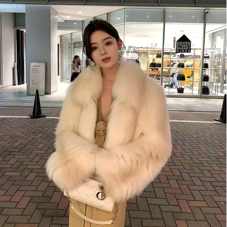 【MAZIA麦姿】“娇奢千金”进口白狐重工密车整皮领韩版时尚皮草款