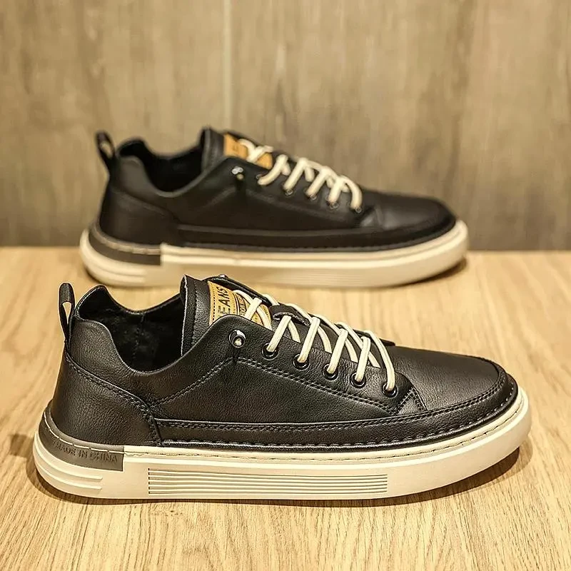 厨师工作鞋男鞋秋冬防水防滑工地上班休闲运动百搭一脚蹬皮鞋厨房