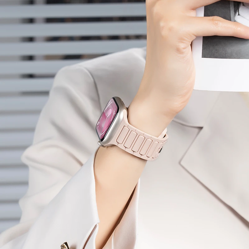 适用applewatchS10苹果手表表带女iwatchS9华强北87简约SE654硅胶