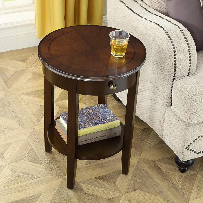 美式小圆几简约角几客厅边几沙发边柜茶几迷你小圆桌床头家用