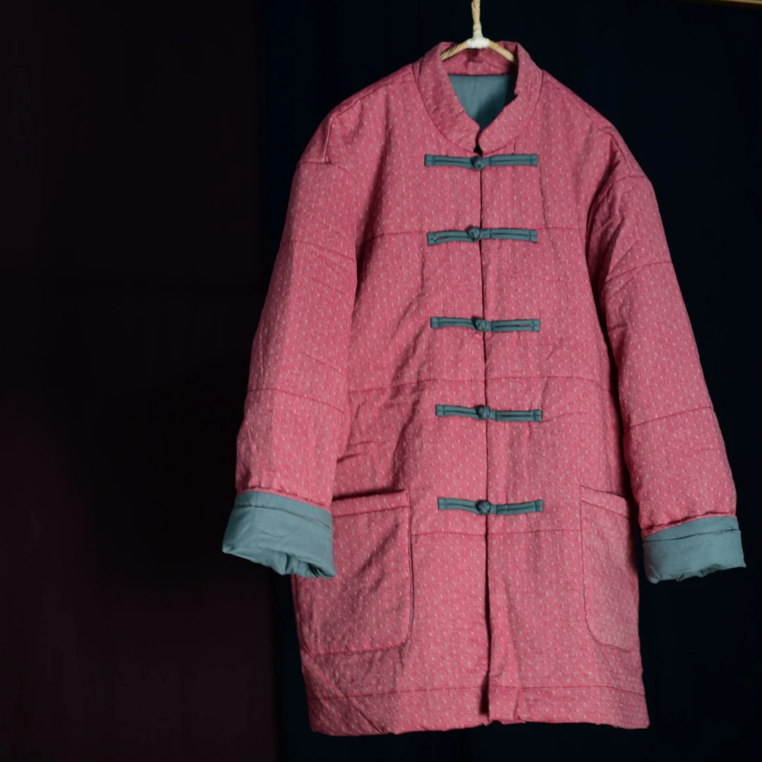 布锦素衣原创女士文艺复古盘口立领中式国风宽松休闲棉服