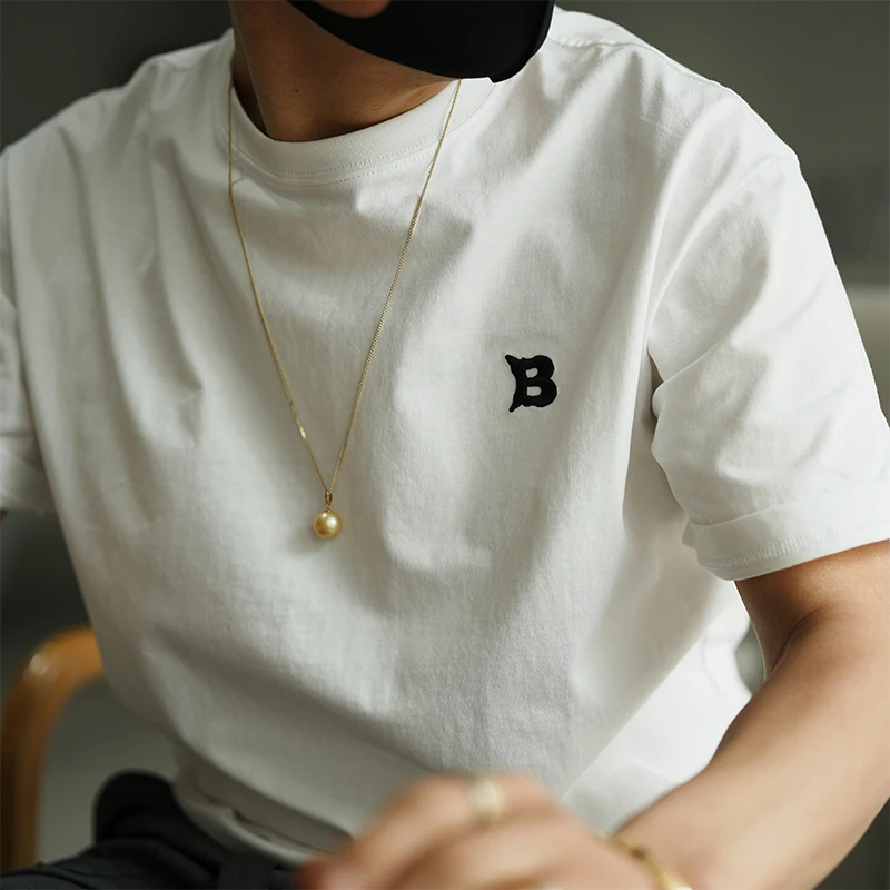 高级感百搭男士t恤休闲纯色秋冬纯棉简约打底圆领短袖T恤品质男装