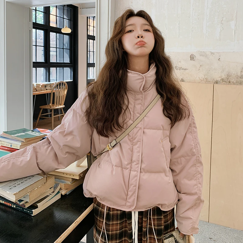 超好看粉紫色短款羽绒服女冬2025新韩系甜美学院风小个子流行爆款