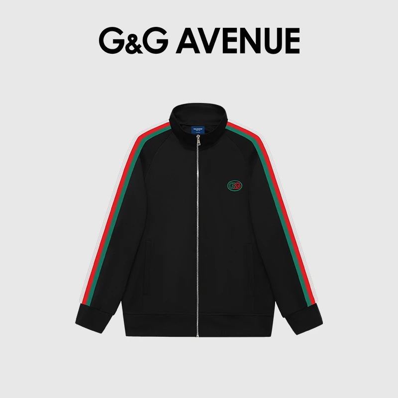 G&G AVENUE潮牌长袖夹克男秋季时尚百搭撞色宽松情侣立领休闲外套
