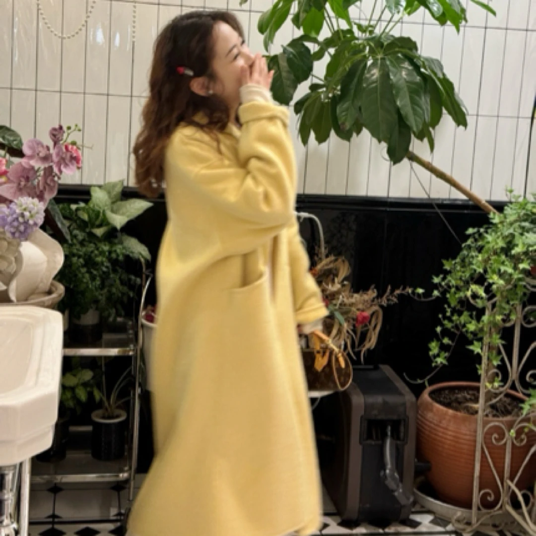 《夏夏专属》贵妇骆驼绒桑蚕丝高奢羊毛大衣双面呢子时尚加厚显瘦