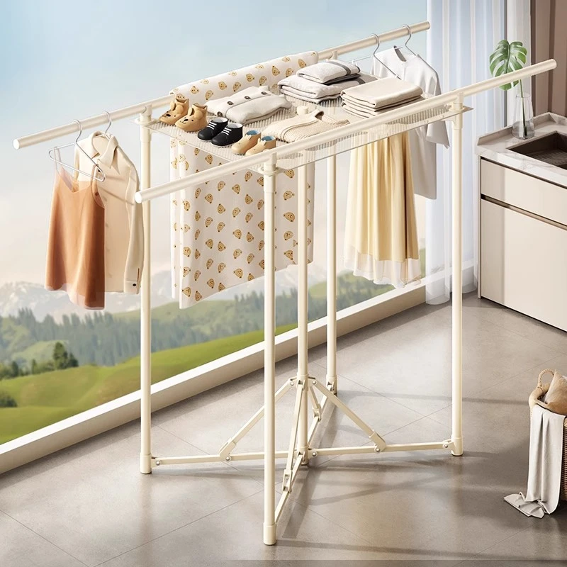 折叠晾衣架落地阳台家用简易晒衣架室内凉衣架挂杆晒被子晾衣神器